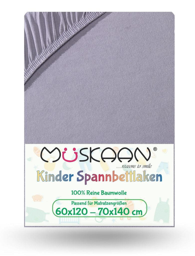 Jersey Kinder Spannbettlaken 60x120 cm - 70x140 cm Grau Produktbild 
