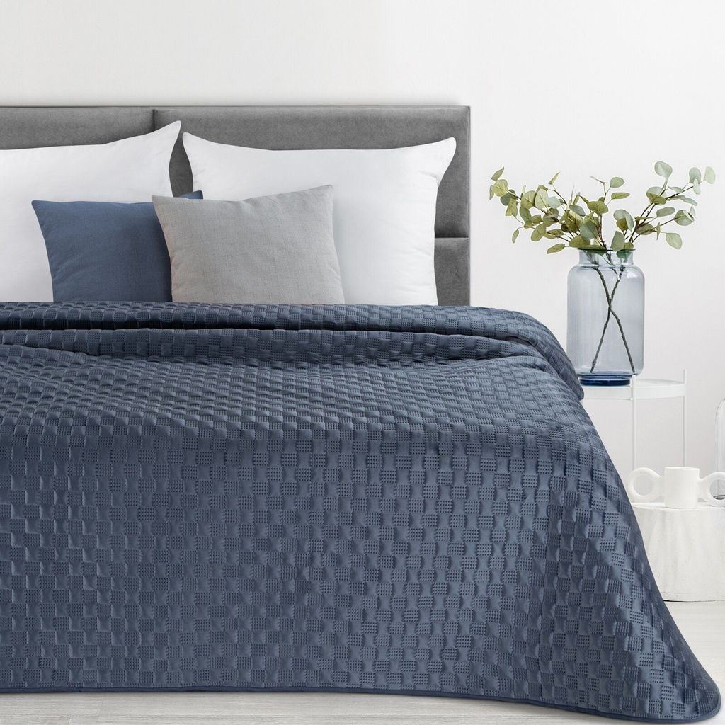 Velvet Decke Dekorativer Bettüberwurf Tagesdecke aus Samt SOFIA 4, Material: 100% Polyester dunkelblau 220X240 blau