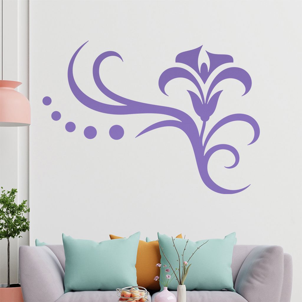 Blume - Linien Punkte Wandtattoo in 6 Größen - Wandaufkleber Wall Sticker - Dekoration, Küche, Wohnzimmer, Schlafzimmer, Badezimmer
