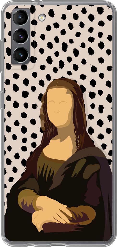MuchoWow Handyhülle Schutzhülle Hülle für Telefoonhoesje Samsung Galaxy S21 Plus Pastell - Mona Lisa - Polka dots - Alte Meister Silikon Soft...