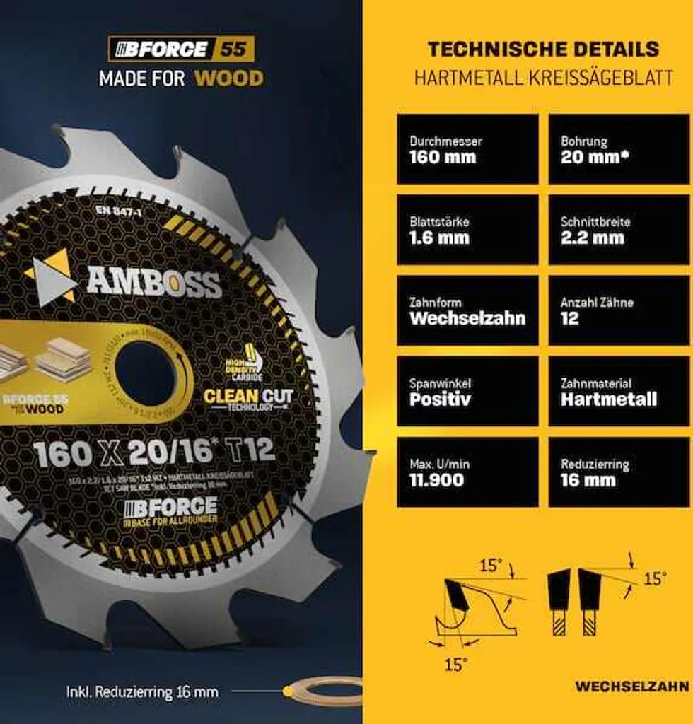 Disque de scie circulaire 160mm pour débit de bois massif et chantier - 4