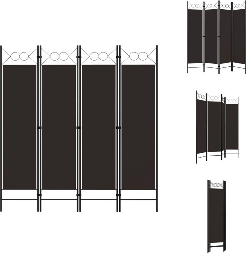 vidaXL 4-tlg. Raumteiler Braun 160 x 180 cm - Raumteiler