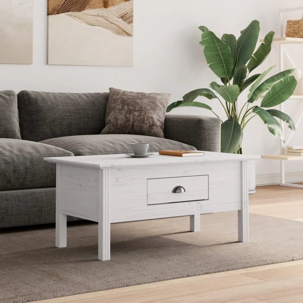 Table basse bois blanc pour salon moderne - Format BODO 100x55x46 cm