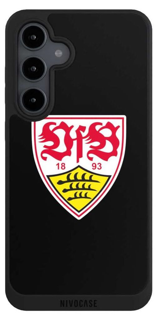 NIVOCASE Handyhülle für Samsung Galaxy S24 FE 5G Hülle NIVOpure Case Schwarz Offizielles Lizenzprodukt VfB Stuttgart Wappen