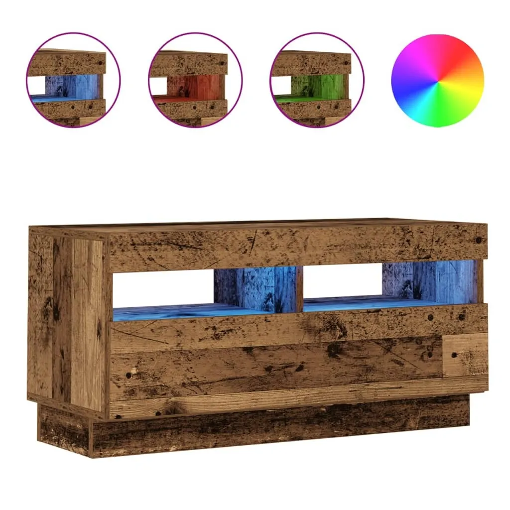 Mobile TV 80cm Legno Recupero con LED - Mobiletto Industrial Vintage
