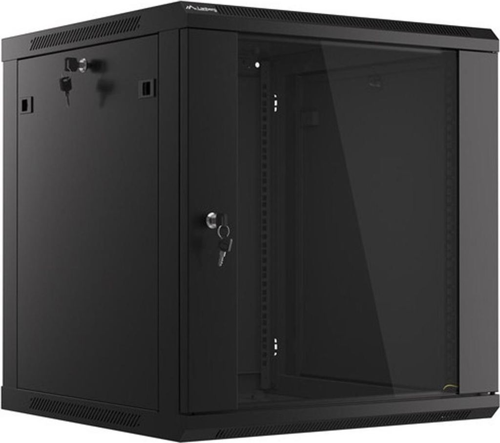 LANBERG 19" 12U 600x600 Wandschrank Glastür schwarz