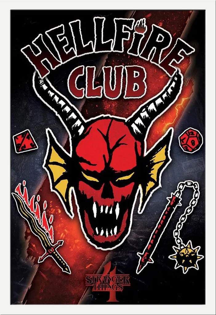 Offerta Poster Stranger Things 4 Hellfire Club + Cornice Shinsuke