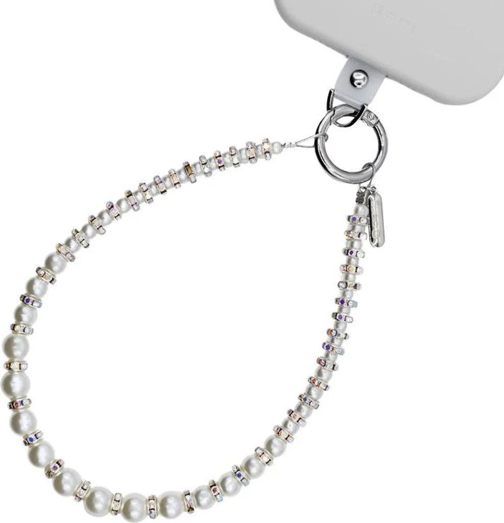 Bijou de téléphone perles argent Crong - Dragonne Lanyard universelle