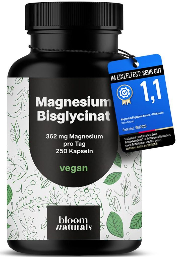 Magnesium Bisglycinat  - 250 Kapseln 362 mg - Bloom Produktbild 