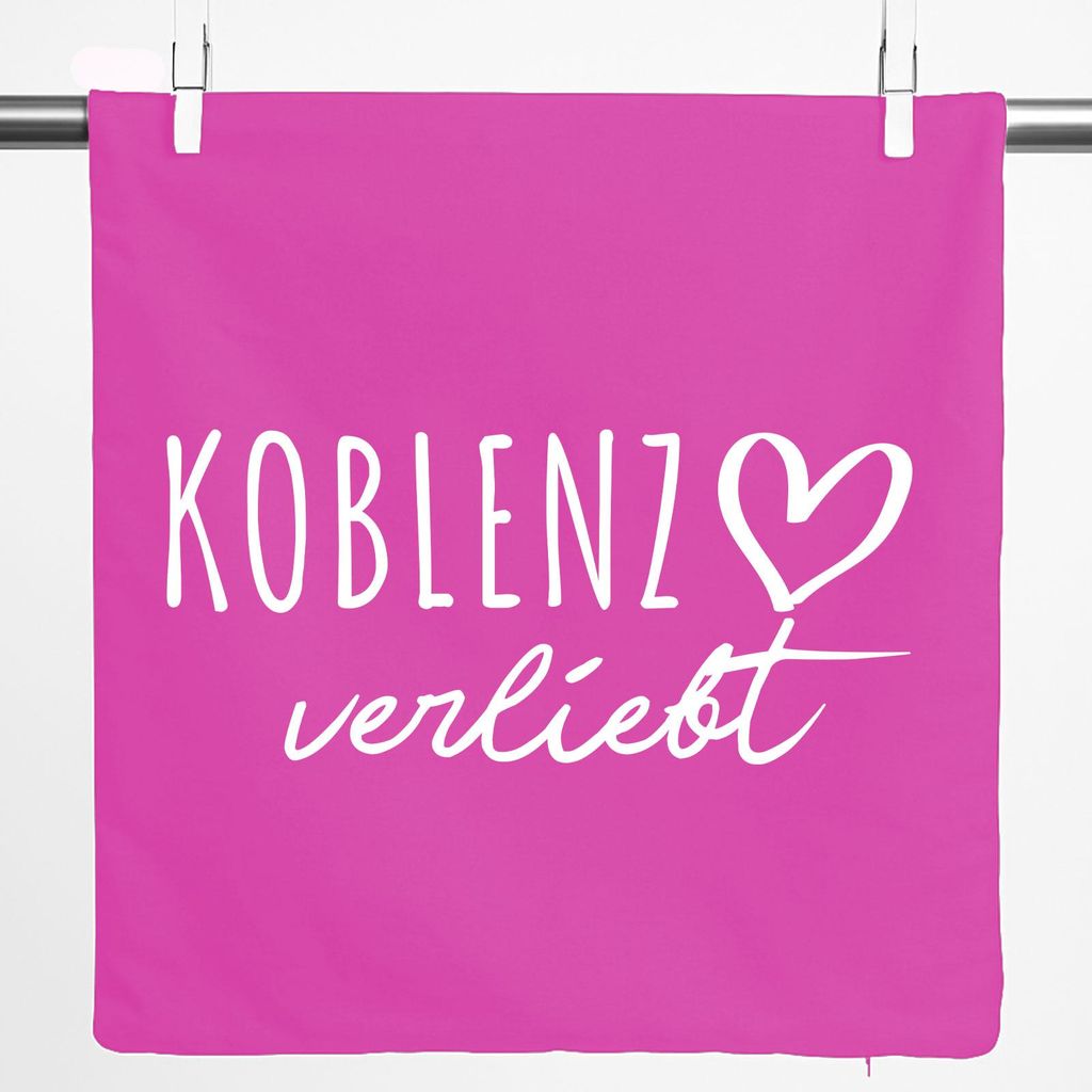 Huuraa Kissenbezug Koblenz verliebt 40x40cm Fuchsia Baumwolle Dekokissenbezug Geschenkidee