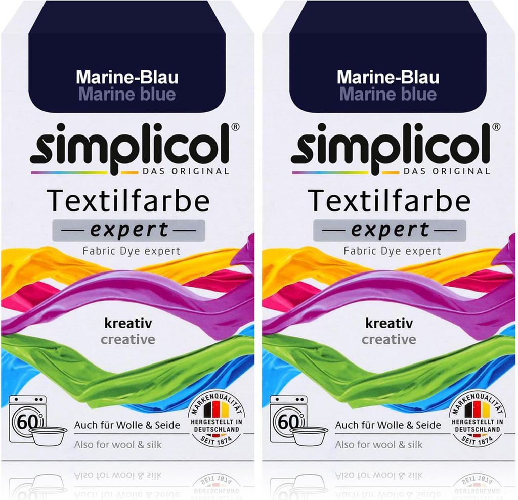 Simplicol Textilfarbe expert Marine-Blau 150g - Farbe zum Färben (2er Pack)