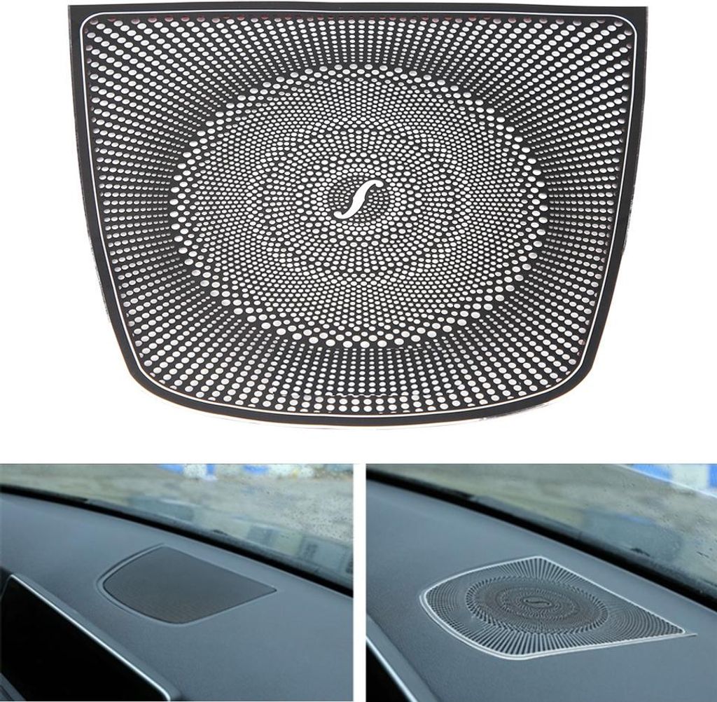 Dash-Lautsprecherabdeckungen, Black+Silver Long Durability Kühlergrill Selbstkleber direkter Ersatz für X5 F15 2014-2018