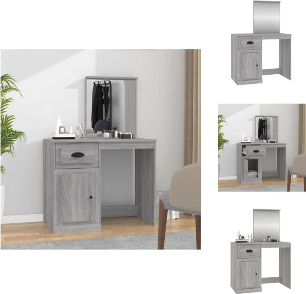Mobile Trucco vidaXL Grigio Sonoma - Toeletta con Specchio 90cm