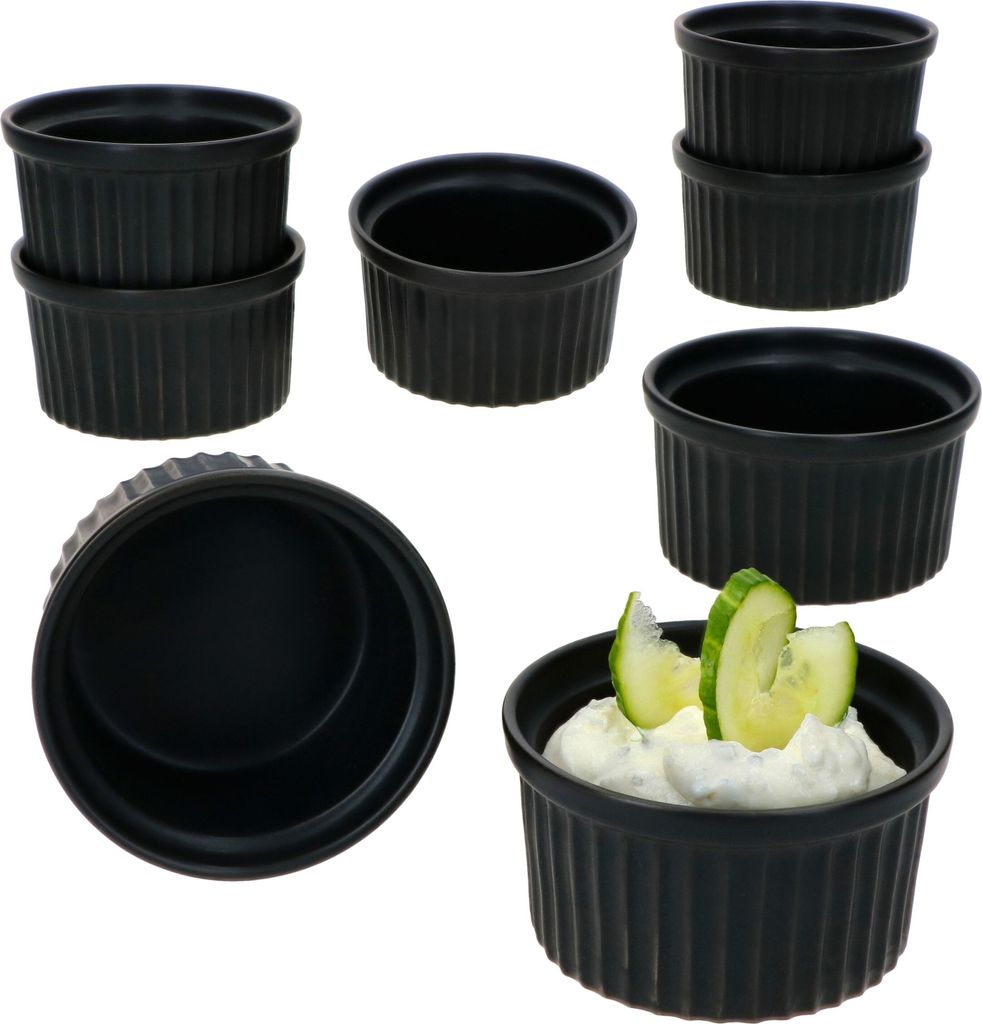 8er Set Creme Brulee Schale NERO 9x5cm schwarz - 24302121 Produktbild 