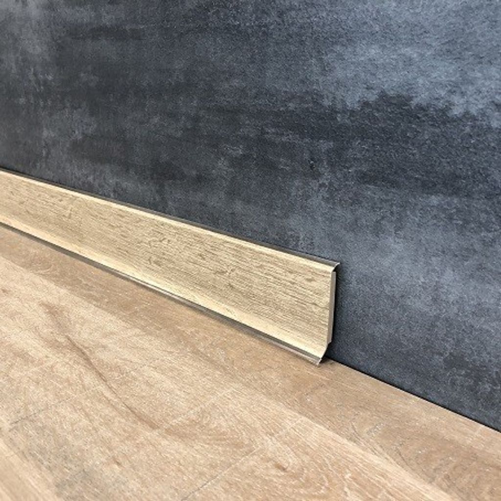 Sockelleiste Kunststoff 12.8 x 60 x 2500 mm Kastanie PVC Hartschaum Fußleiste Transparente Weichlippe by PROVISTON 2.5 Meter | 1 Stück