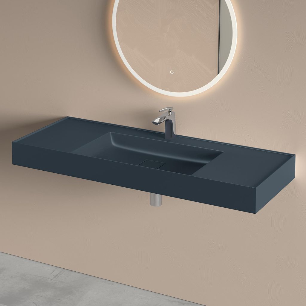 doporro Lavabo Suspendu avec Bonde Vasque à Poser Gris Noir Image du produit 
