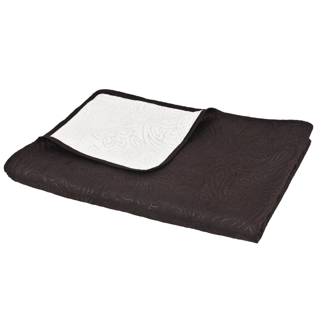 Hochwertigen Möbel Bettwäschen - Creme Zweiseitige Tagesdecke Gesteppt 220x240cm Creme und Braun NEU2783584