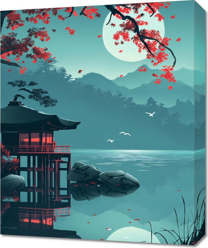 Bild 50x60cm Japanischer Pavillon