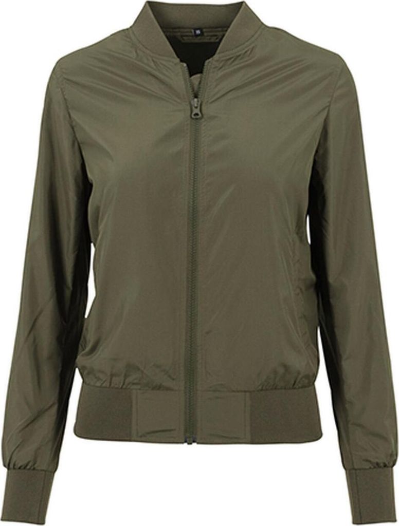 Build Your Brand BY044 | Ladies Nylon Bomber Jacket - Farbe: Olive - Größe: XS