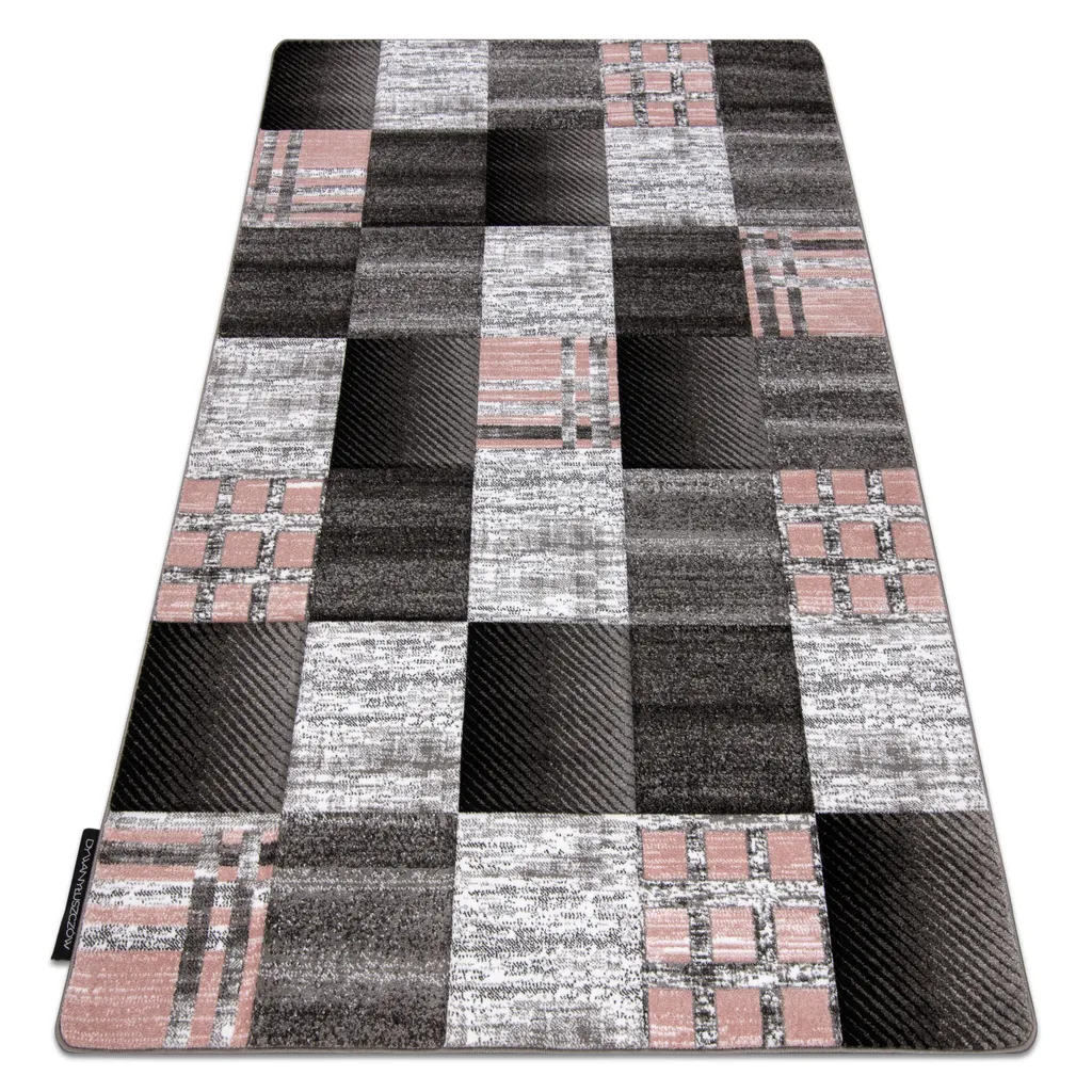 Tapis de salon gris Siena motif treillis géométrique de 80x150 cm