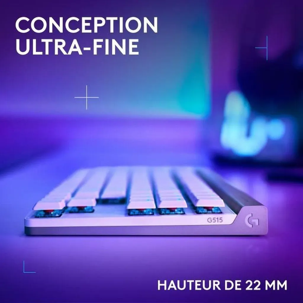 Clavier Logitech G515 LIGHTSPEED TKL White Blanc Layout FR AZERTY Gaming - 5