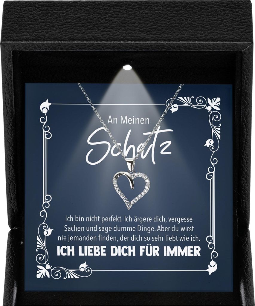 22Feels Ich Liebe Dich Geschenk Frauen Schmuck - Silber 925/000 Herz Halskette - Damen Hochzeitstag Ehefrau Schatz Valentinstag für Sie Jahrestag ...