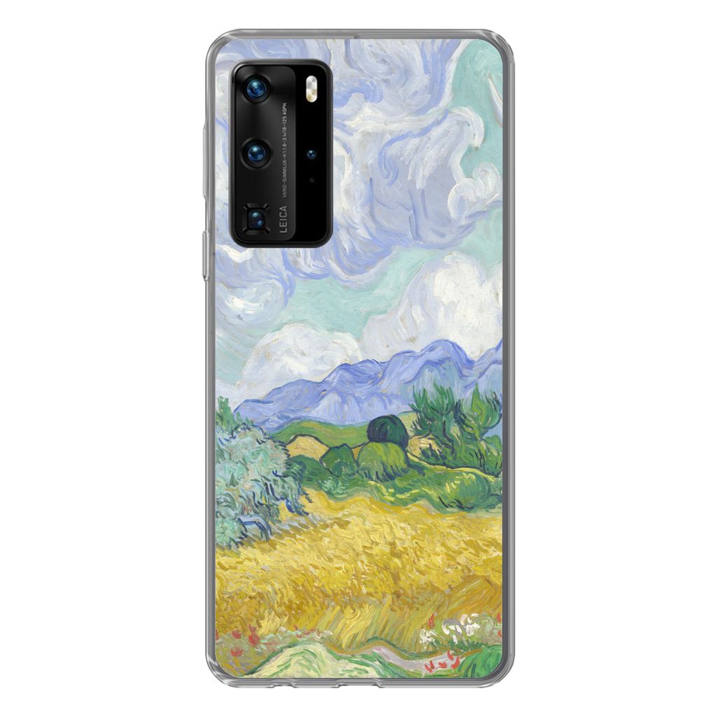 MuchoWow Handyhülle Schutzhülle Hülle für Huawei P40 Pro Weizenfeld mit Zypressen - Vincent van Gogh Silikon Softcase Handy Hülle - Schutz
