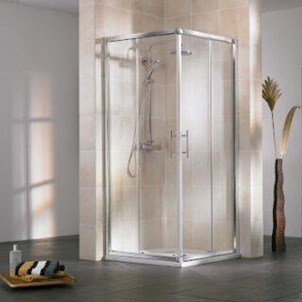 HSK 125023-8-600 Favorit Schiebetür Eckeinstieg 4-teilig mit Bodenprofil Ecklösung 800x1200x1850mm Manhattan Mattglas Edelglasbeschichtung