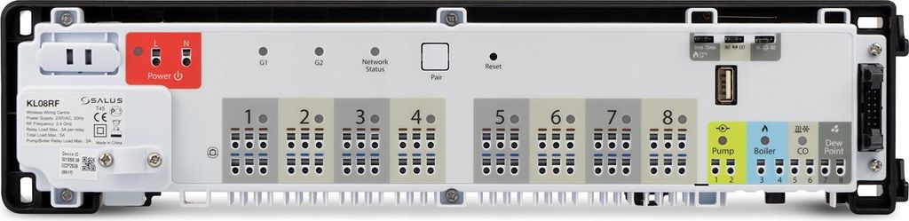 Salus Funkregelklemmleiste, 8 Zonen, 230V, Zigbee, KL08RF, max. 3 Antriebe, 1 Stk.