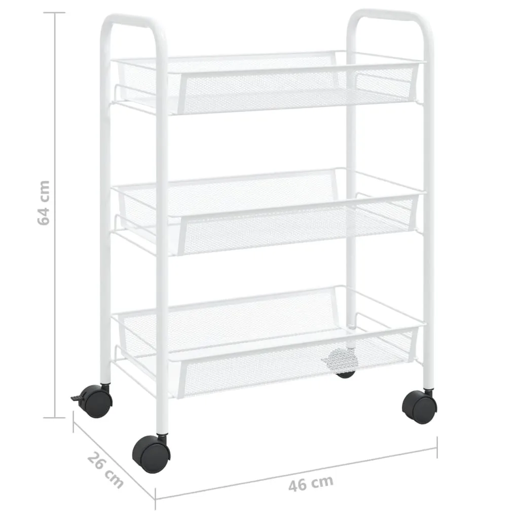 Carrello da Cucina Bianco in Ferro 3 Ripiani 46x26x64cm | Offerta Online - 7