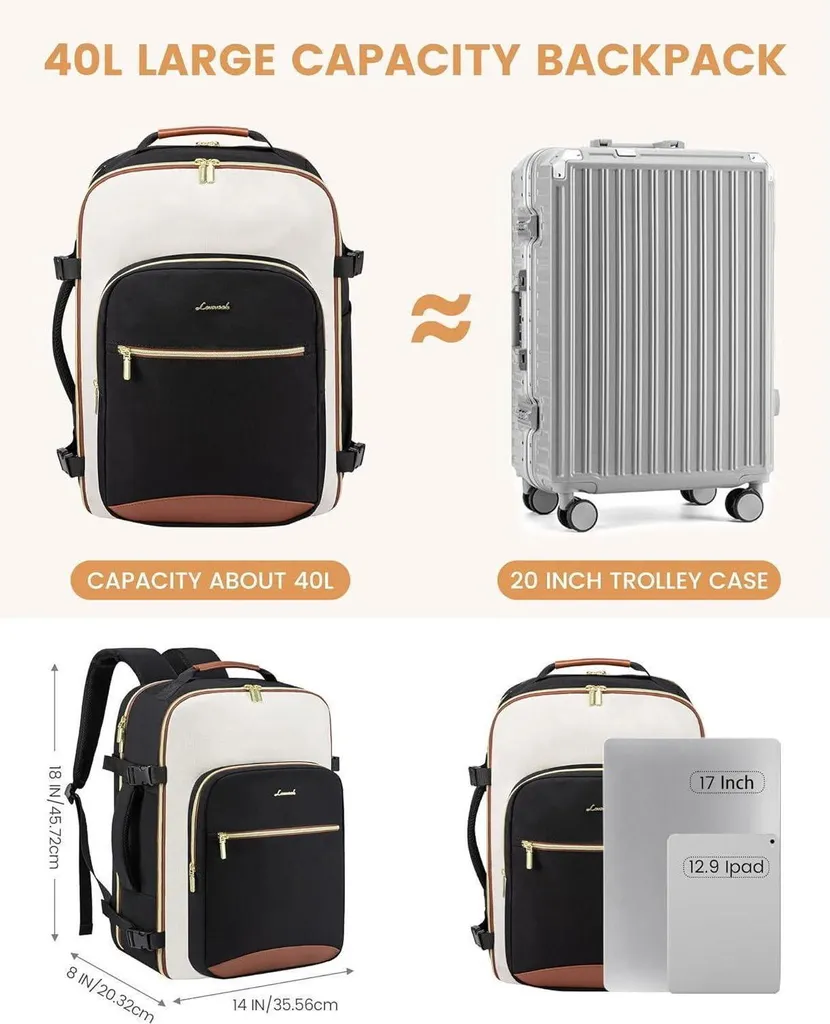 Zaino 17 Pollici LOVEVOOK 40L: Zaino Impermeabile per Nomadi Digitali - 5