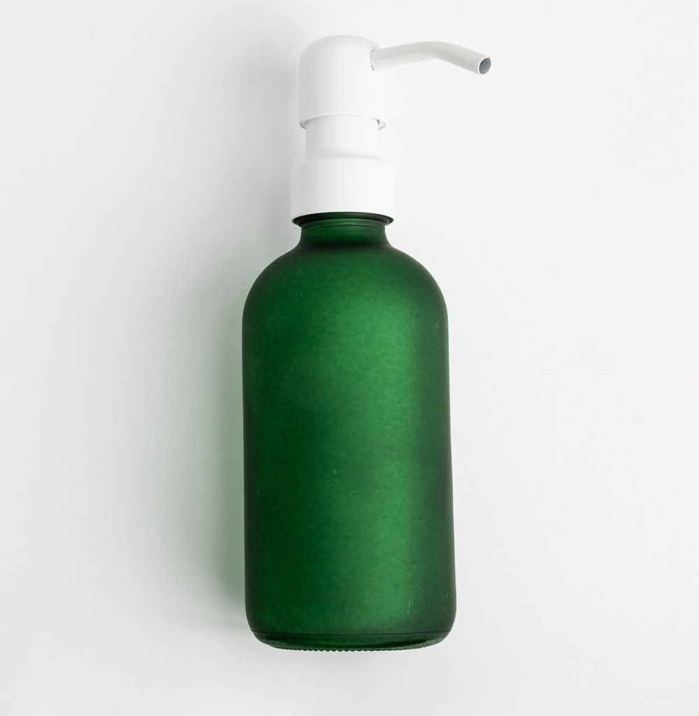 Natural Goods Berlin KLEAN Seifenspender mit Etiketten, hochwertiger & nachfüllbarer Seifenspender für Küche & Bad, matt Grün, Edelstahl Pumpko...