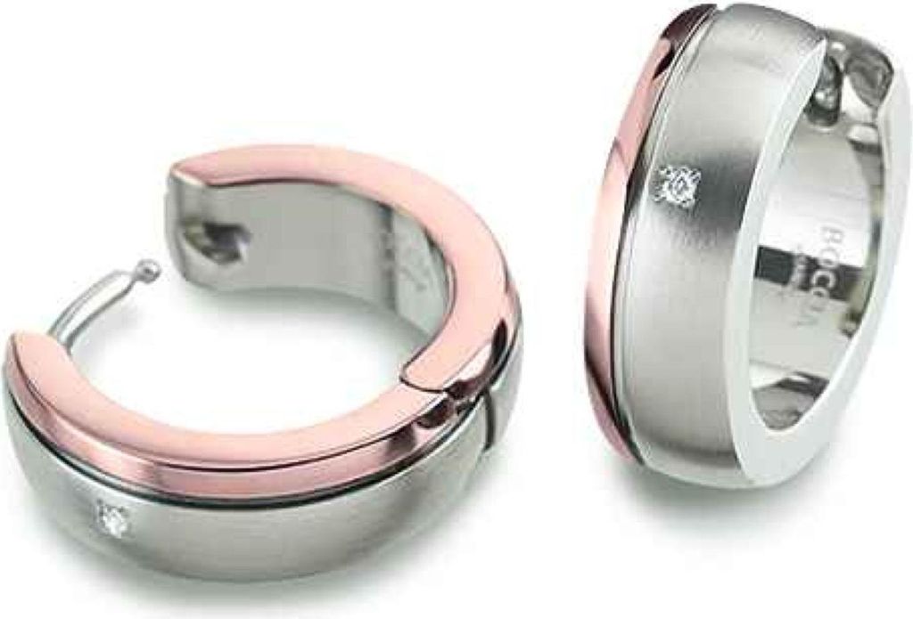 Boccia Titanium 0539-17 Damen Creolen Titan Bicolor Rose weiß