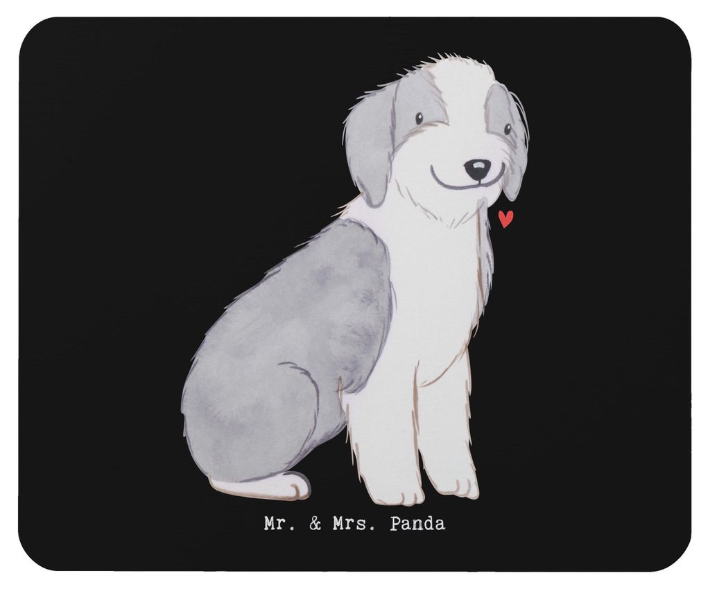 Mr. & Mrs. Panda Mousepad Bearded Collie Lebensretter - Schwarz - Geschenk, mousematte, computer, Britischer Hütehund, Mouse Pad, pc mausunterlage...