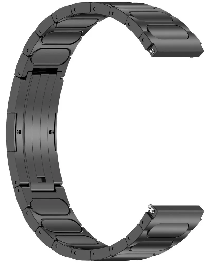 Bracelet Noir 18,5cm en Titane avec Fermoir Acier pour Huawei Samsung