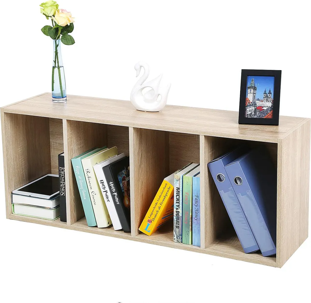 Étagère bois 4 compartiments robuste et stable finition naturelle mat - 2