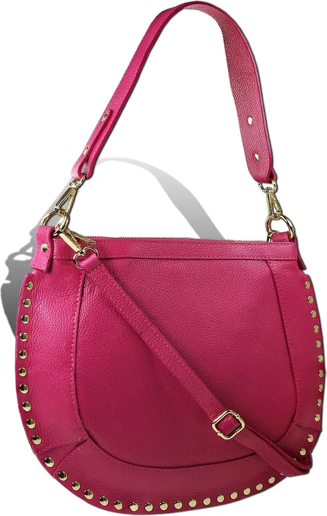 Sac bandoulière cuir rose Toscanto : fini l'encombrement avec style femme