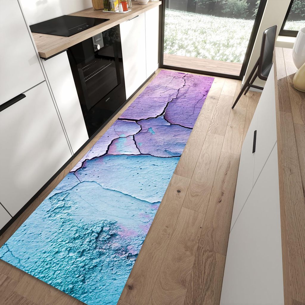 Küchenteppich 80x300cm rutschfest & abwischbar PVC Läufer - Oberfläche des Rissige