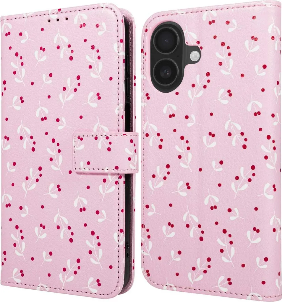 Custodia iPhone 16 imoshion Design Blush Berries | Cover Portafoglio