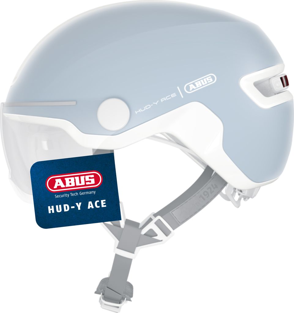 ABUS Stadthelm HUD-Y ACE - stylischer Fahrradhelm mit Visier und magnetischem, aufladbarem LED-Rücklicht - für Damen und Herren - pure aqua, Grö...