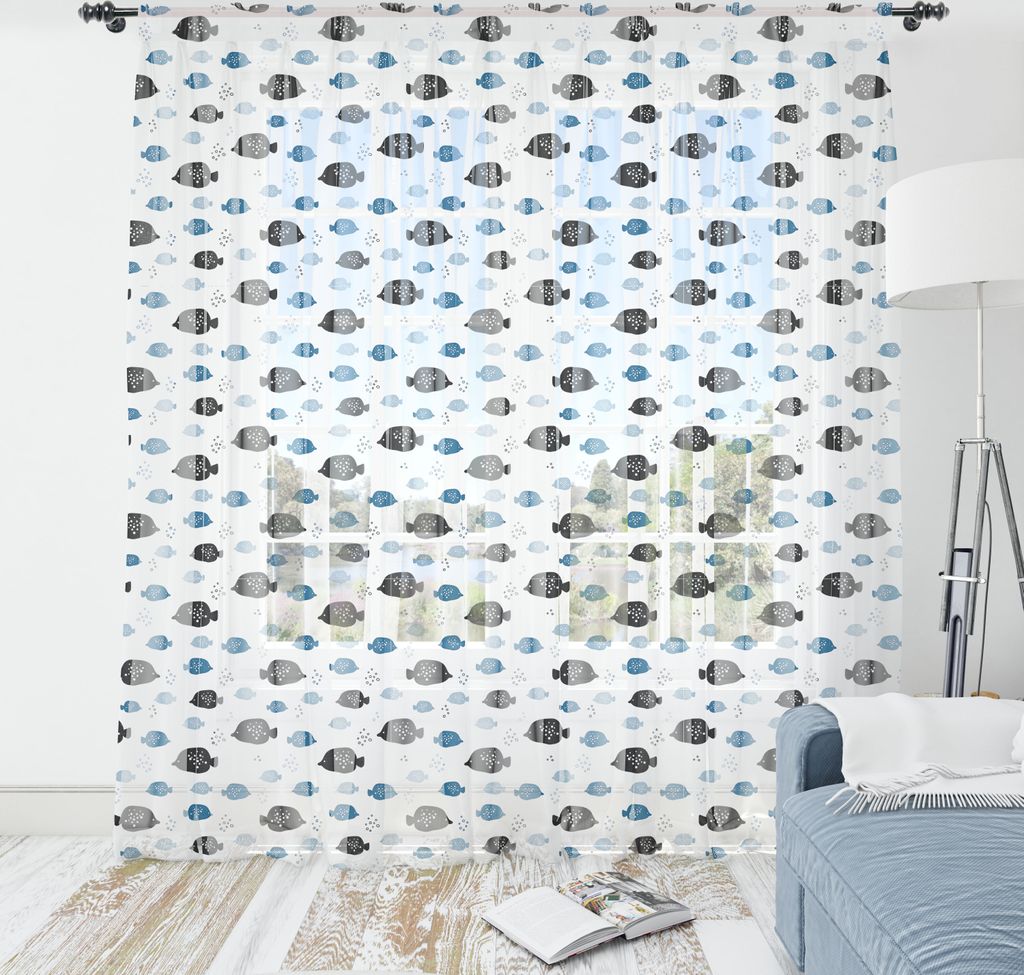 ABAKUHAUS Nautisch Wandteppich, Fische Schwimmen Unterwasserozean Childish Aquarium Theme Wiederholung, Wohnzimmer Schlafzimmer seidiges Satin Wand...