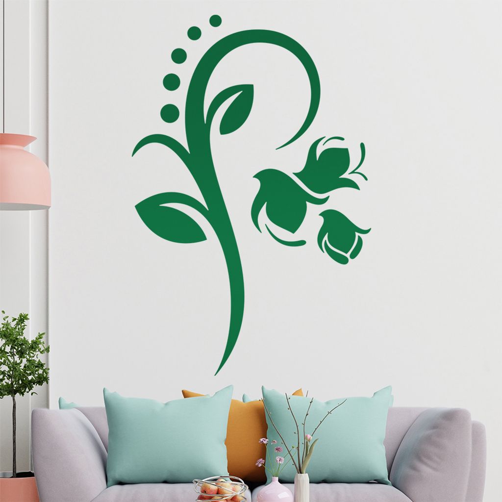 Blume - Linien Punkte Wandtattoo in 6 Größen - Wandaufkleber Wall Sticker - Dekoration, Küche, Wohnzimmer, Schlafzimmer, Badezimmer