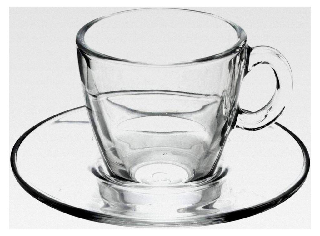 Kaffeetassen mit Unterteller, Glas, Transparent, 6 Stück