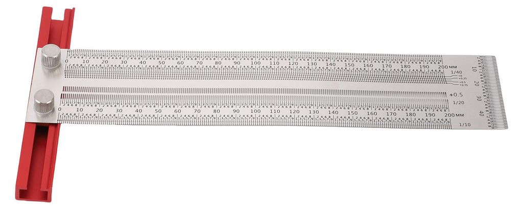Markierungslineal aus Edelstahl für Tischlerarbeiten mit Loch zur Positionsbestimmung und Anreißwerkzeug, 200 mm