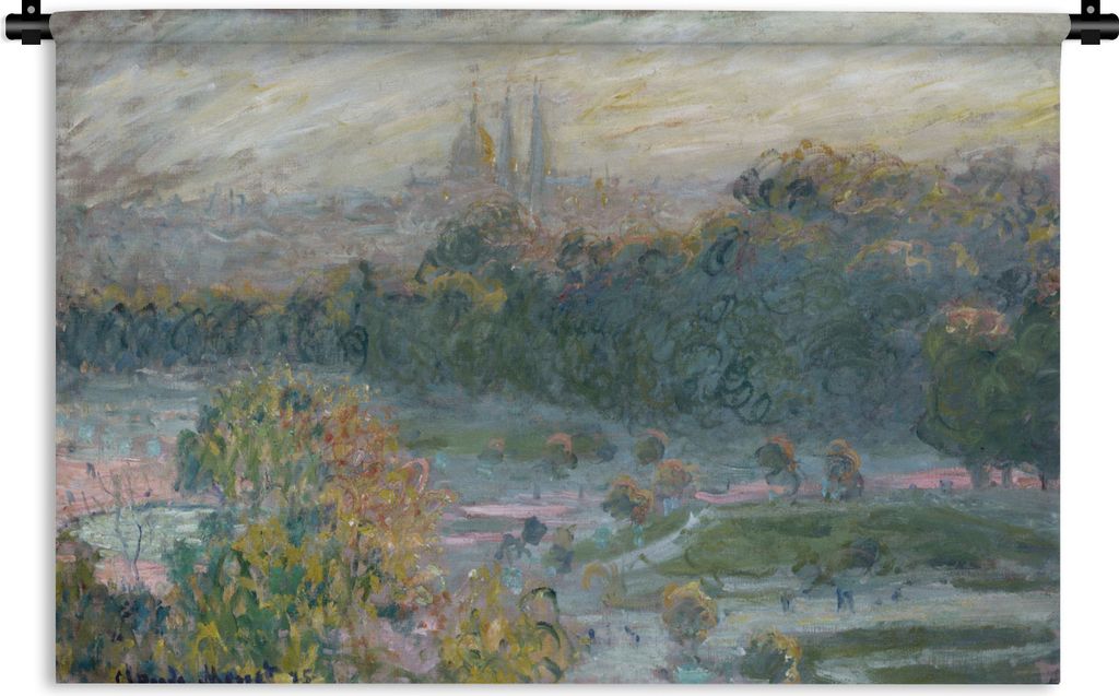 MuchoWow Wandteppich Wandbehang Die Tuilerien - Gemälde von Claude Monet 120x80 cm Tapisserie Dekoration Wandtuch - Wanddekorationen - Wandtücher
