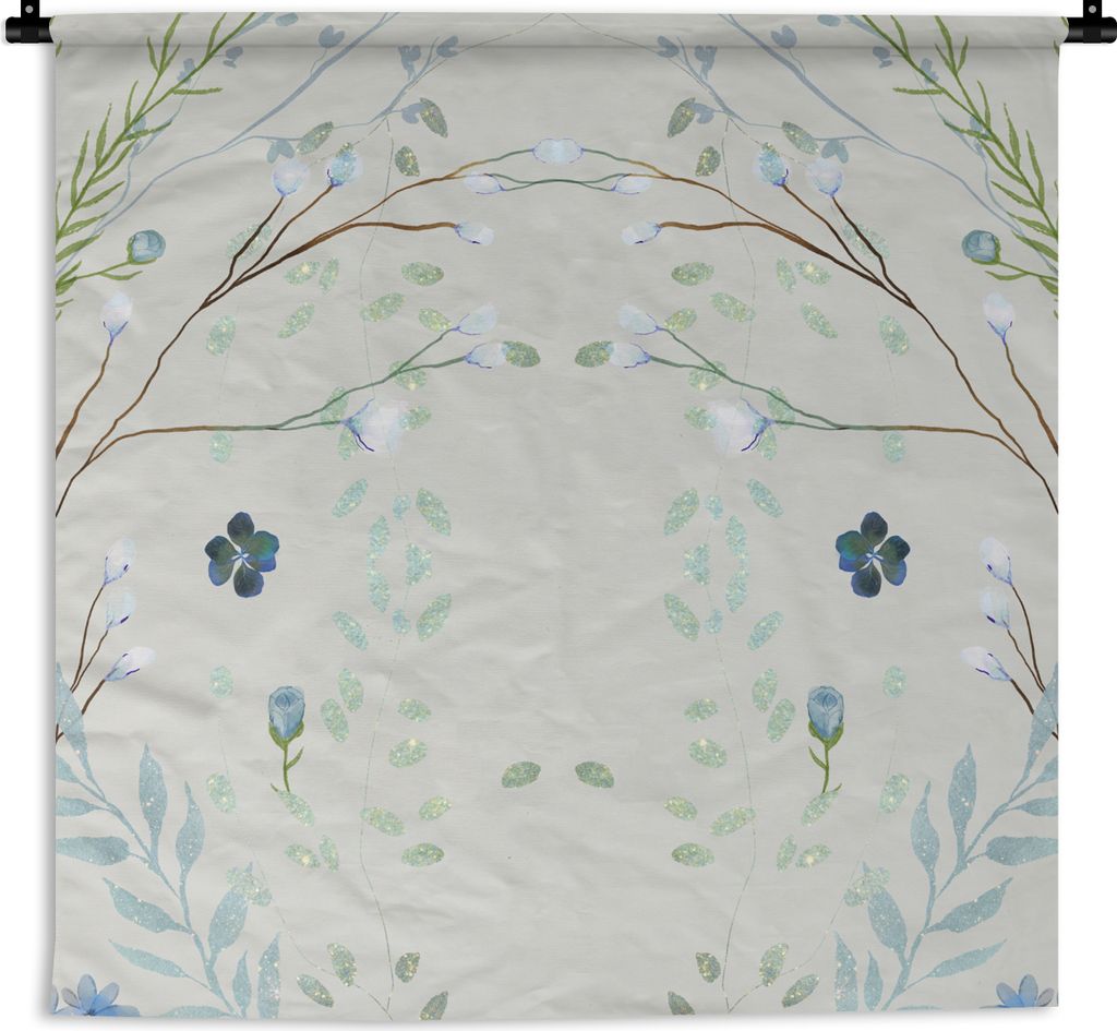 MuchoWow Wandteppich Wandbehang Blätter - Blumen - Pastell - Design 60x60 cm Tapisserie Dekoration Wandtuch - Dekorationen - Wand Decke