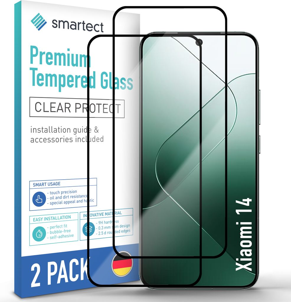 2x Schutzglas Panzerfolie Full Screen für Xiaomi 14 Displayschutz Hartglas Glas