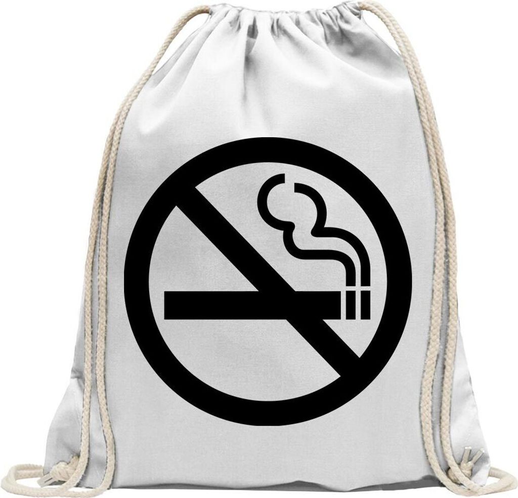 Kiwistar - Turnbeutel - weiss - Nichtraucher - Fun Rucksack Sport Beutel Gymsack Baumwolle mit Ziehgurt