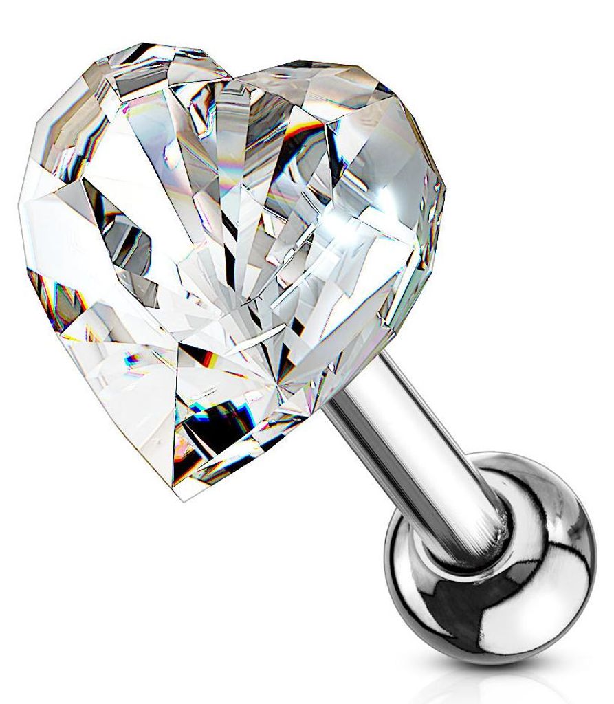 Helix & Tragus Ohr Piercing „Kristall Herz“ Clear Produktbild 