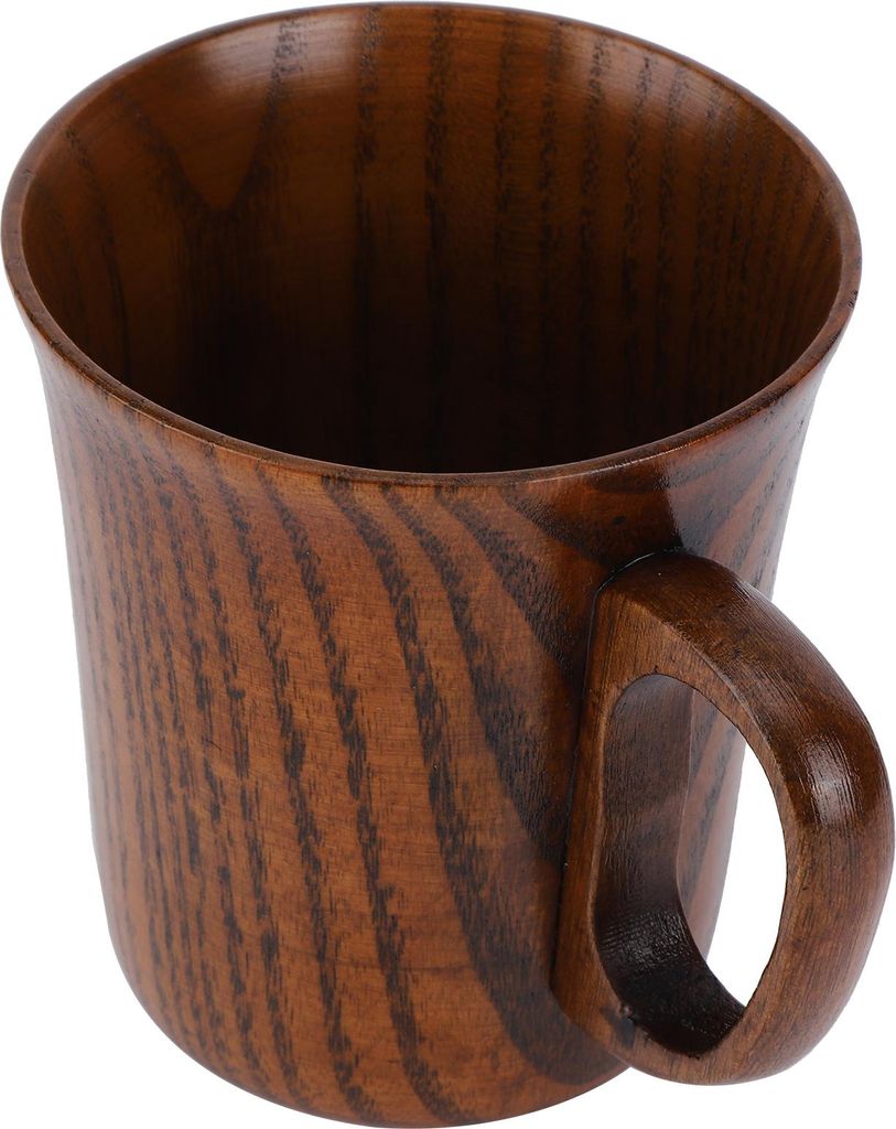 Hölzerne Wassertasse Kaffeebecher mit Henkel Frühstück Produktbild 